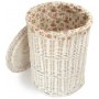 Large Round White Wash Laundry Hamper With Garden Rose Lining