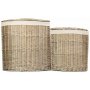 Set of 2 Antique Wash Corner Laundry Basket With White Lining