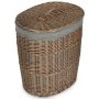 Large Antique Wash Oval Laundry Basket With Grey Sage Lining