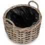 Small Curved Base Rattan Planter With Plastic Lining