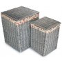 Set of 2 Grey Wash Square Laundry Basket With Garden Rose Lining
