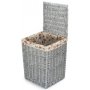Small Grey Wash Square Laundry Basket With Garden Rose Lining