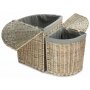 Set of 2 Antique Wash Corner Laundry Basket With Grey Sage Lining 