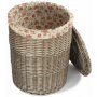 Large Antique Wash Round Laundry Basket With Garden Rose Lining