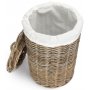 Small Round Rattan Laundry Hamper Basket With White Lining