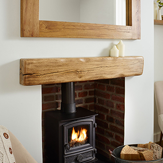 Oak Beam Mantel - Aged and Flamed